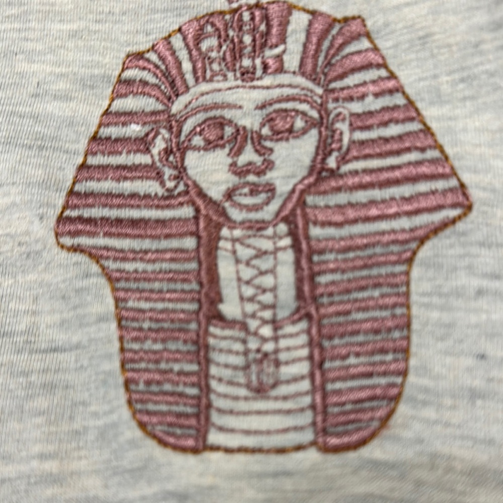 Light Heather Gray PHARAOH Short Sleeve Tee with Classic Crew Neck and Graphic